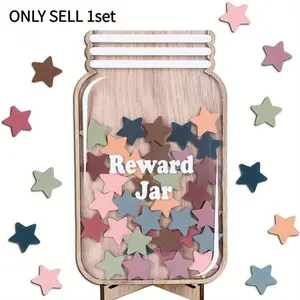 36 Wooden Star Reward Jars, Bohemian Star Paper Cut Positive Incentive Behavior, Reward System for Teachers and School Classroom Supplies, Classroom Decoration, Teaching Supplies