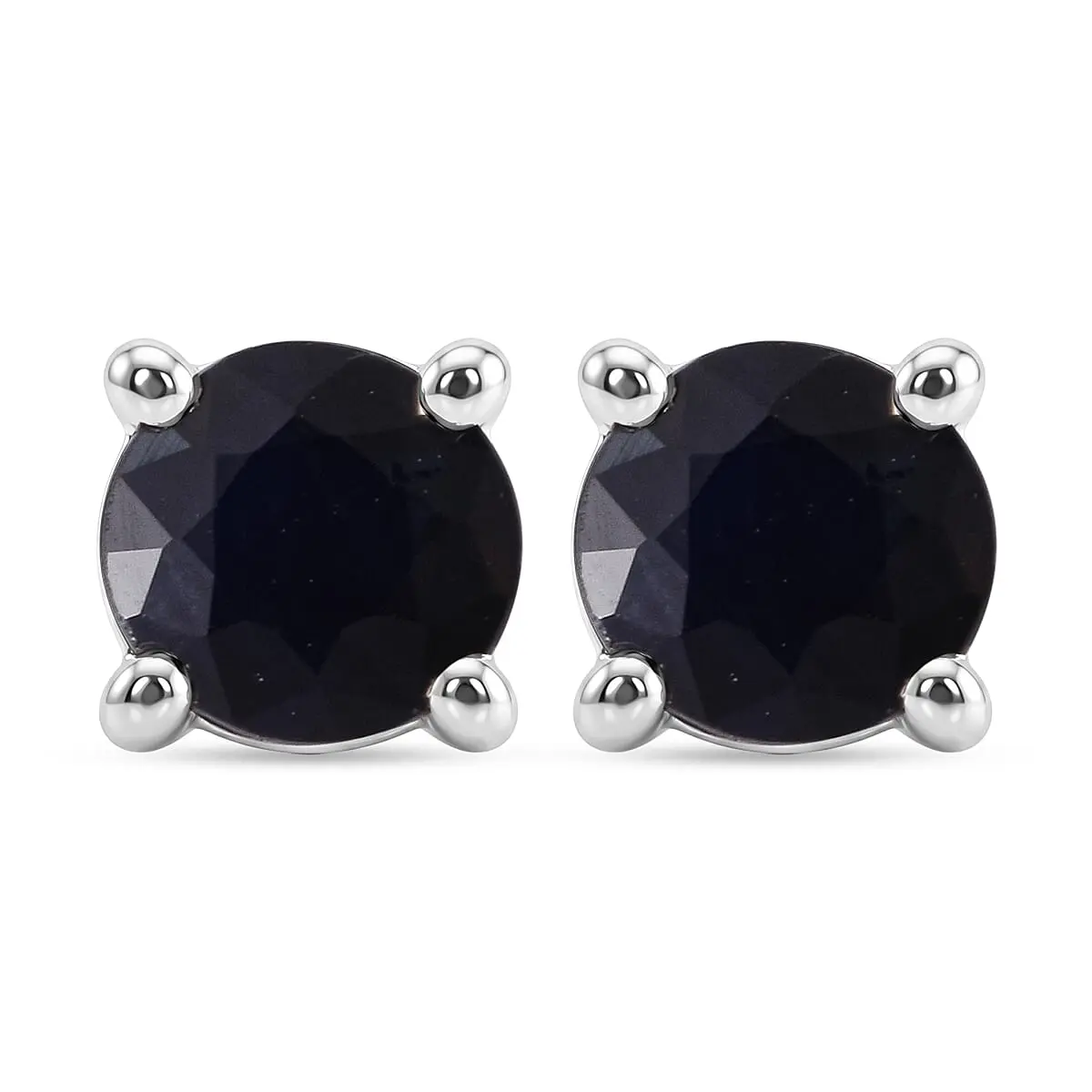 D'Joy Kanchanaburi Blue Sapphire (DF) Earrings in Rhodium Over Sterling Silver 1.35 ctw