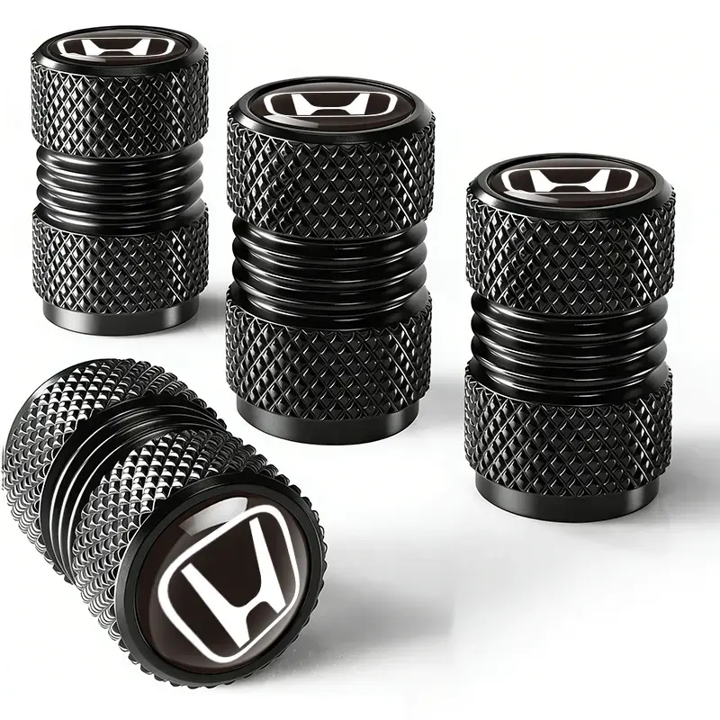 Black Metal Car Tire Valve Stem Caps - 4 Pcs Universal Auto Accessories for Cars, SUVs, Trucks, Motorcycles
