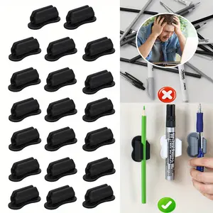 20 Pcs Upgraded Pencil Holder, Adhesive Pen Holder for Desk, Silicone Pencil Holder & Marker Holder for Clipboard Wall Classroom School Office Desk Accessories, Teacher Supplies