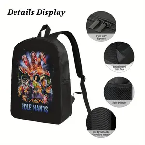 Horror Movie Graphic Backpack - Lightweight School Bag with Zombie Hands, Adjustable Shoulder Straps, Zipper Closure - for Teens, College, Everyday Carry - Ideal for IDLE HANDS Fans, College Essentials, Bold Print Design, Sturdy Construction, Themed Acce