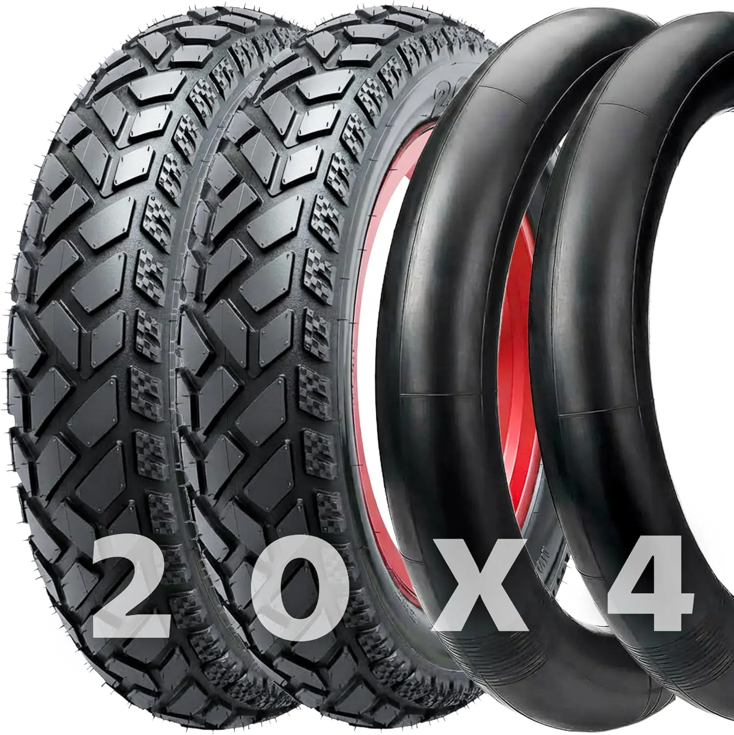 20x4.0 Fat Tire & Tube Set Bike Accessories for E-Bikes - 2 Heavy-Duty Tires, 2 Schrader Inner Tubes - Compatible with Himiway, Rad, Aventon, Ecotric
