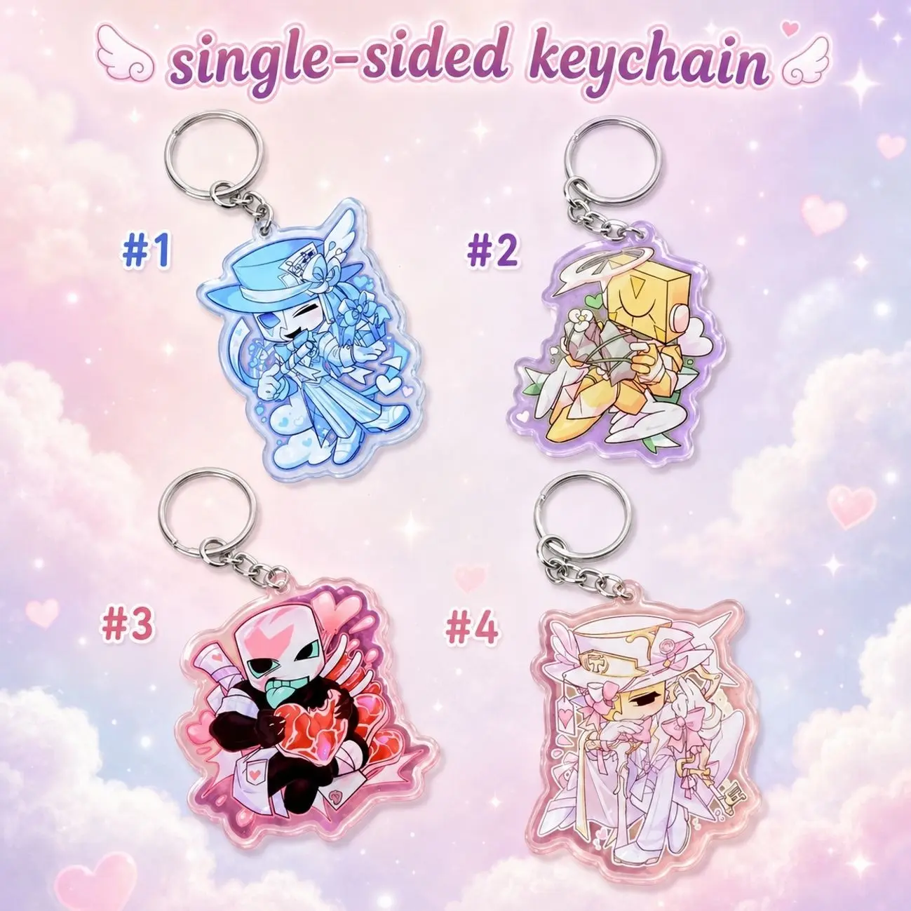 Unique Box Head Angel Acrylic Keychain | Cute Chibi Pastel Keyring Set | Creative Cartoon Character Collectible Gift