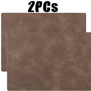 2 Piece PU Washable Placemats, Thick Faux Leather Heat Resistant Rectangle Table Mats, Waterproof Non-Slip Easy Clean for Kitchen Cafe Restaurant