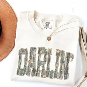 Comfort Colors Retro Camo Western T-shirt, Darlin Retro Camo Country Distressed Cowboy Quote, Camouflage Shirt, Western Concert Shirt, Southern Tee Gift