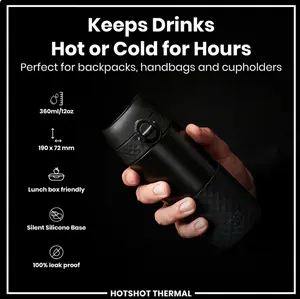 Ion8 Leak Proof Travel Mug - Black 360ml BPA Free Stainless Steel Reusable with Leak Proof Triple Locking Design, Dishwasher Safe, Carbon Cover