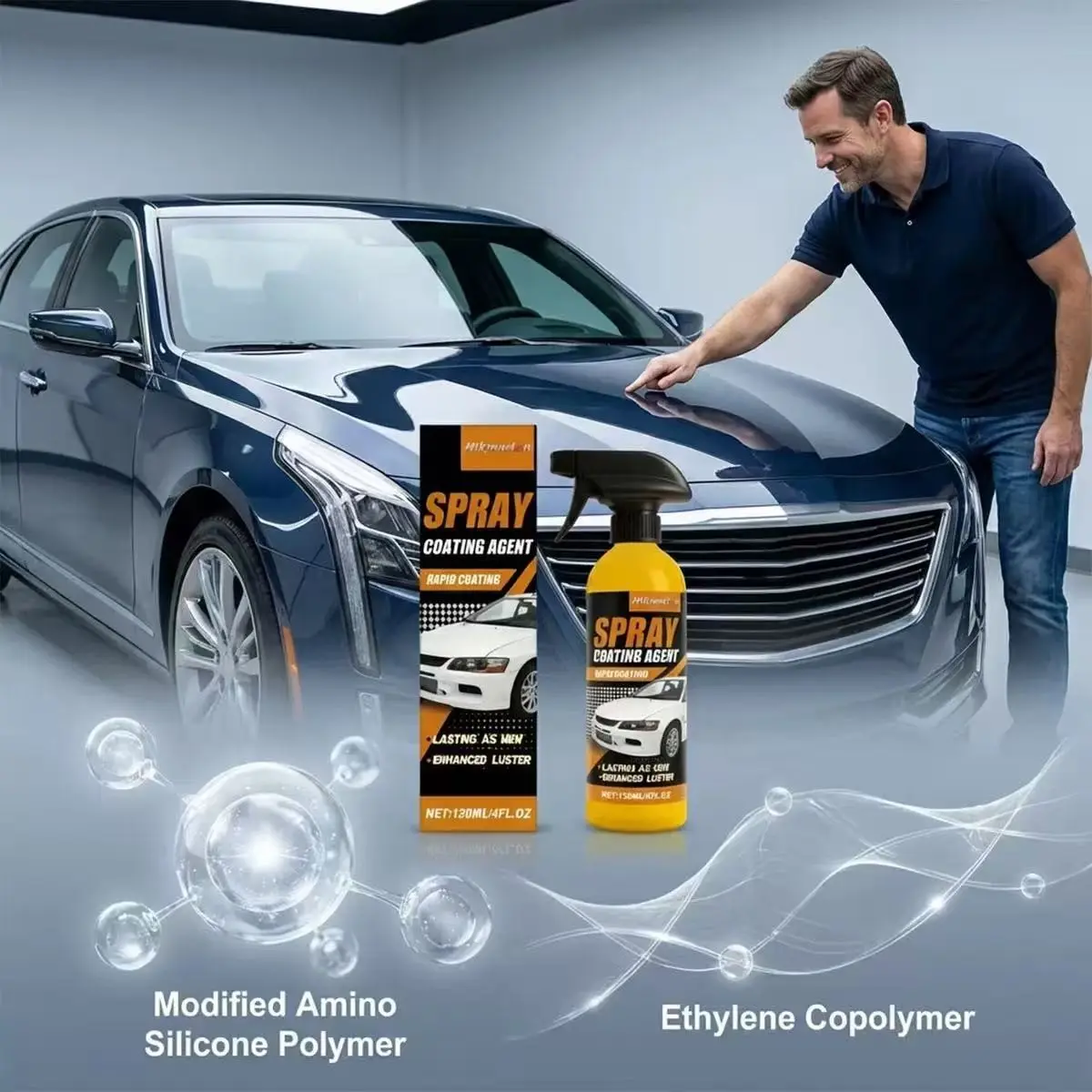 Hikmarion Car Ceramic Coating Spray, Automotive Coating Agent, Exterior Paint Renewal Maintenance Cleaning, Rust Removal Brightening, Automotive Care Solution