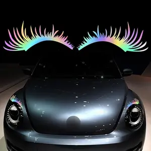 Two-Piece Car Headlight Eyelashes, Cute Fake Eyelash Stickers, Fashion Automotive Accessories, Decal for Cars, Waterproof Reflective Pet Decals