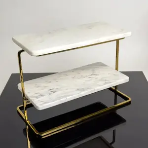2-Tier Gold Marble Stand - Simple Product Title Using Provided Information