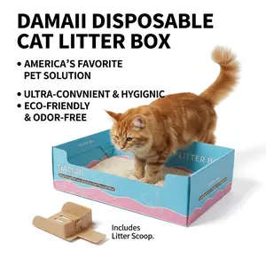DAMAI Disposable Cat Litter Box - America's Favorite Pet Solution Ultra-Convient Hygignic Eco-Friendly Odor-Free Includes Litter Scoop
