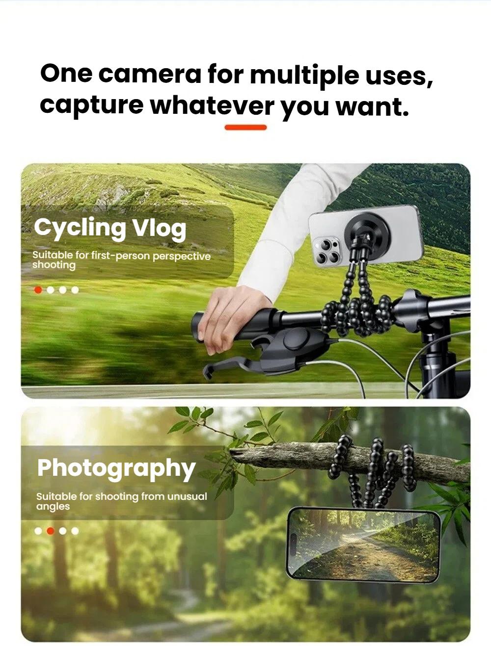 for Magsafe Flexible Magnetic Phone Tripod Mount Stand Holder Desk Bracket for Indoor Outdoor Video Recording Vlogging Selfie, Phone Tripod Universal for iPhone Samsung Galaxy Smartphone