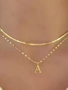 Women's New Design 26 Letter Double Layer Necklace, Simple Versatile Stacked Choker, Perfect Party Gift for Women