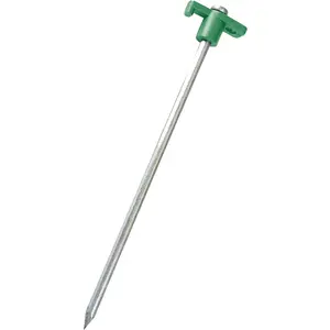 Tent Pegs Stakes T-Top Rubber Top with Heavy Duty Steel Nail Ground Spikes 10" Long