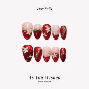 ErsaNails AS YOU WISHED - Short Almond 10 PCS Handmade Press On Nails | Cat Eye, 3D nails & Gliter