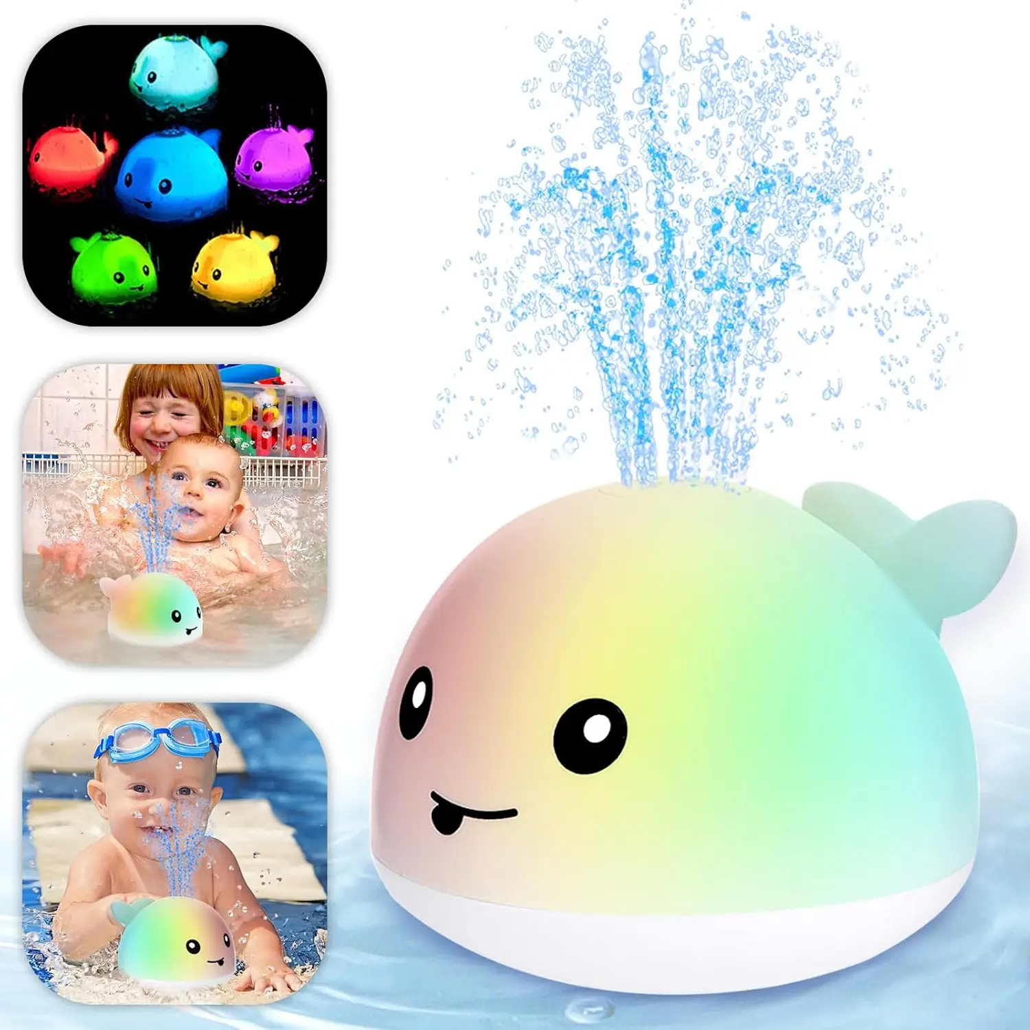 Whale Design Bath Water Sprinkler Toy, Water Spray Toy with Light & Music for Kids, Fun Water Toy Bathroom