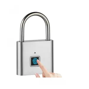 Fingerprint Padlock, Locker Lock, Keyless Biometric Padlock Fingerprint Lock Outdoor Storage Combination Door Lock Gym Lock USB Rechargeable - Silver