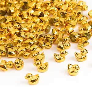 60 Pcs Shiny Mini Duck Figurines Metallic Color Tiny Duck Figures to Hide And Seek Micro Garden Landscape Potted Plants Decoration DIY Crafts for Birthday Party Gift (60, Gold)