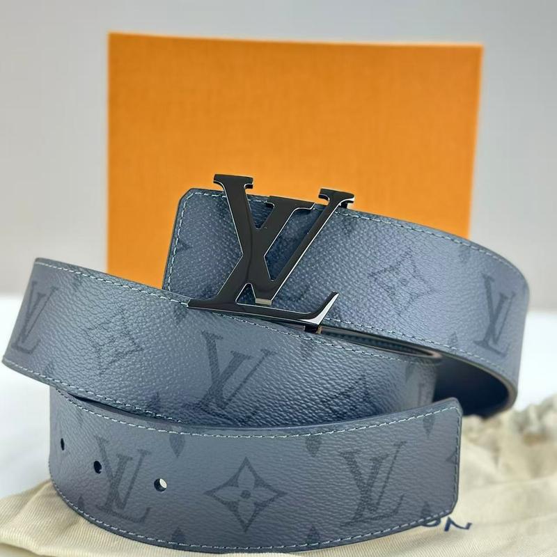 Pre-owned Louis Vuitton Leather Small Leather Goods Monogram Canvas Belt with Classic LV Buckle and Blue Strap