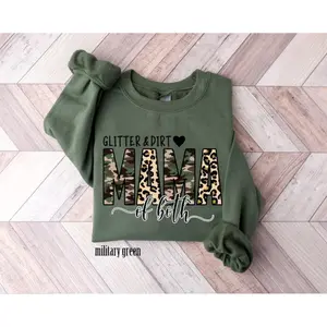 Leopard Mama Sweatshirt, Mother's Day Sweatshirt, Glitter and Dirt Mama Both of Them, Girl and Boy Mama Shirt, New Mom Gift