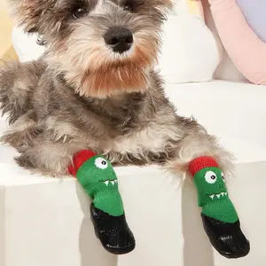 Classic Waterproof Eco-Friendly Cotton Dog Shoes/Pet Socks Solid Pattern for Big Dogs Non-slip Detachable Straps All Seasons