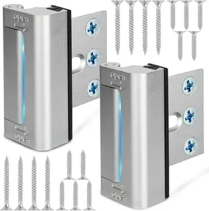 Home Security Door Reinforcement Lock, Upgraded Front Door Locks for Kids Safety Withstand 800 lbs, Child Proof Door Lock, Extra Door Lock from Inside Prevent Unauthorized Entry (2 Pack, Silver)