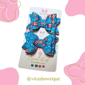 Vita's Bowtique Lazos de Puerto Rico Patriotic Hair Bows Connect with us @vitasbowtique