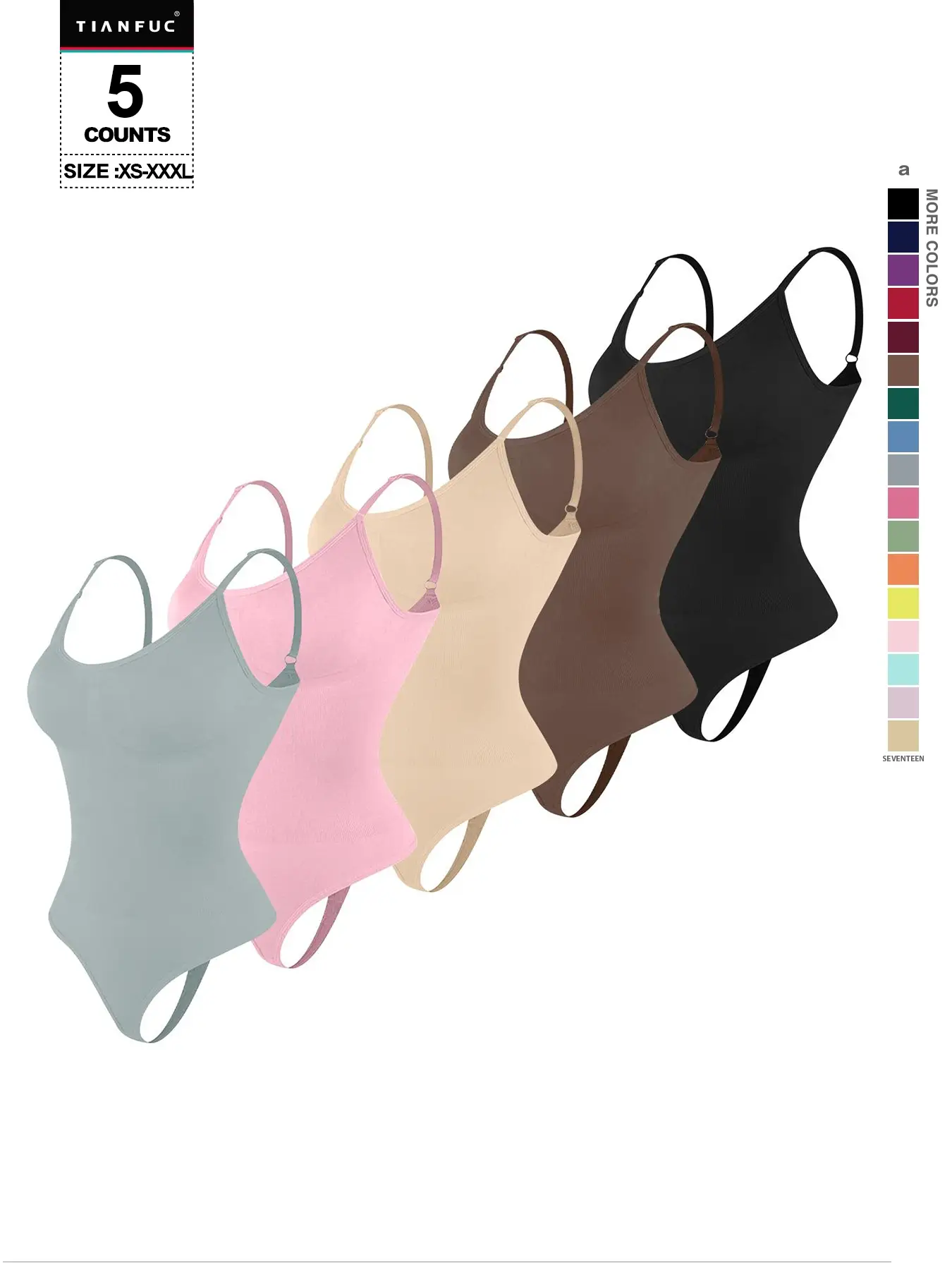 Women's Solid Adjustable Strap Shapewear Bodysuit, Tummy Control Spaghetti Strap Slim Shaper, Minimalist Fit Seamless Shapewear for Women, Fabric Unde