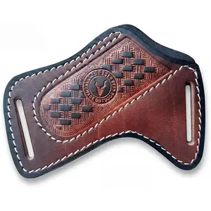 Leather Knife Sheath for Belt - Folding Pocket Knife Holder for Buck 110, Side Draw Holster, EDC Compact Cowboy Knife Carrier, Handmade Italian Cowhide SM156