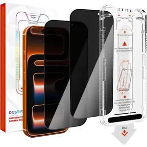 2-Pack for  17 Pro Max  Screen Protector 6.9 Inch, 28? View Angle Anti-Peep 9H Tempered Glass,  Clear,  ID Compatible, Dust-Free Auto Installation Kit