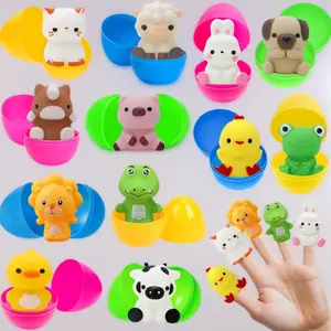 Easter Finger Puppet Surprise Eggs 12-Pack: Prefilled with Mini Animal Puppets, Easter Basket Stuffers & Egg Hunt Fillers for Kids
