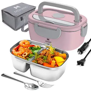MDHAND Electric Lunch Box Food Heater, 65W Faster Heated Lunch Box, 110V/12V/24V Work/Car/Outdoors, with Lunch Bag Lid Plastic, mothersdaygift