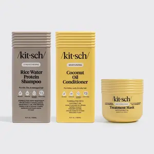 Kitsch Scalp Health + Hydration Kit - Nourishing Trio with Rice Water Shampoo, Coconut Oil Conditioner & Deep Conditioning Mask for Stronger, Softer Hair