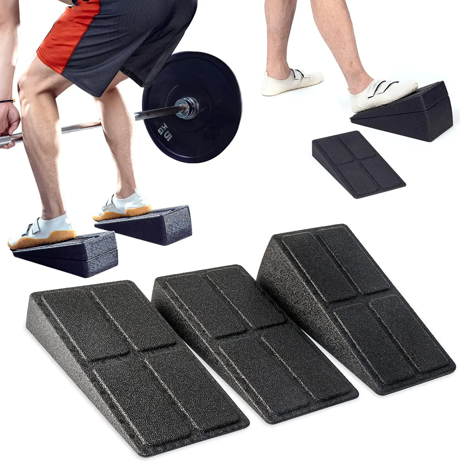 Squat Wedge Blocks, 3 Counts Non-slip Incline Boards, Foot Wedge Foam Incline Boards, Leg Extensions for Home Workouts, Calf Stretch, Heel Squats