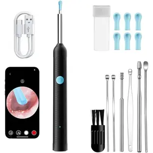 1080P HD Ear Wax Removal Tool with Camera, 6 Ear Spoon Set, Rechargeable USB/Battery Dual Power, tar Cleaning Device for Safe Ear Care