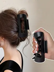 Soft Silicone Large Hair Clip, Curved Geometric Design, Non-Slip Smooth Surface, Dual Row Teeth, Fashionable Women's Hair Accessory