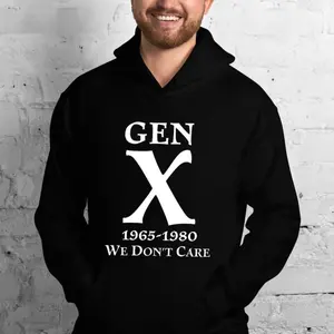 Gen X 1965-1980 We Don't Care Hoodie Gen X We Don't Care Hoodie Graphic Casual Street Style Long Sleeve Pullover Fleece Hoodie Unisex For Men For Women Perfect Gift Fabric Prints