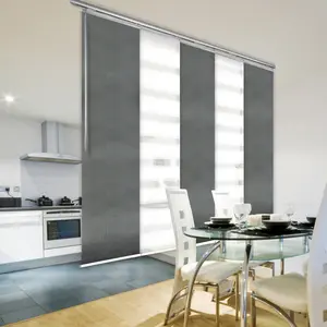 5-Panel Single Rail Panel Track Blind Extendable 58"-110"W x 91.4"H, Panel width 23.5", Macadamia, Dove