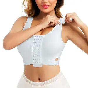 Women Wireless Bra Front Adjustable Straps Post Surgical Compression Breast Surgery Mastectomy Bra Seamless Sleep Bra