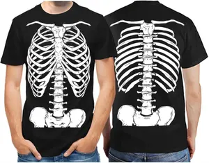 Tstars Skeleton Ribcage Shirt for Men - Xray Front and Back Halloween Outfit with Casual Funny Bones Print Tee