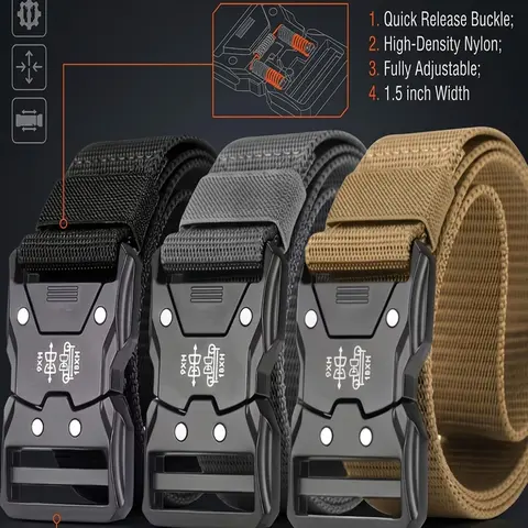 2026 New Release 3pcs Quick-Release Fully Adjustable Tactical Combat Duty Army Belt for Men Durable Nylon Schematic Laser Engravings Workout Gun Belt Outdoor Training Hunting Hiking Suitable for All Seasons Sporty Style Plain Design Durable Belts