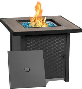 BALI OUTDOORS 30-Inch Propane Gas Fire Pit Table – 50,000 BTU Square Outdoor Fire Table with Fire Glass