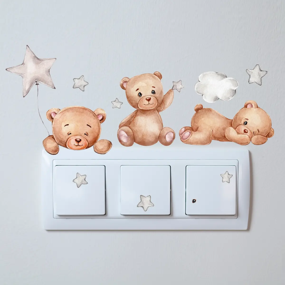 A new style switch sticker with little bear, star and cloud patterns for living room and bedroom home decoration