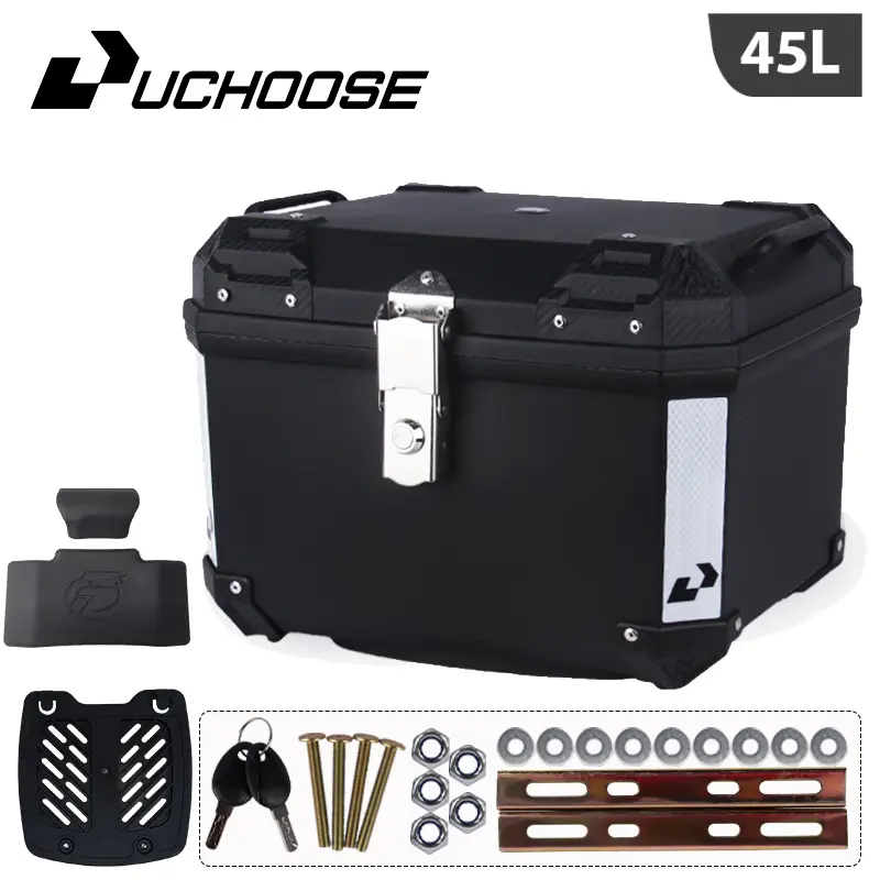 Motorcycle electric scooter trunk large capacity storage box 36L/45L/57L/70L with base and accessories easy installation universal type auxiliary equipment