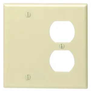 212 MAIN Ivory Double Gang Combo Wallplate - Blank & Duplex, Blank Slot, Box Mount (Audio & Video Accessory)