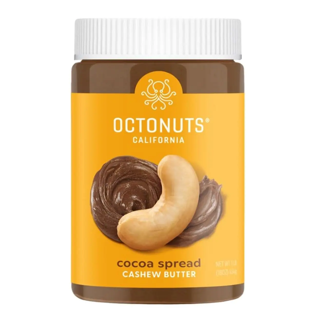 Octonuts Cocoa Cashew Spread – 16 oz, Chocolate Nut Spread, Gluten-Free, Vegan, Non-GMO, Soy and Dairy-Free, Peanut-Free, No Palm Oil – Smooth Cocoa Cashew Cream for Guilt-Free Treats & Snacks