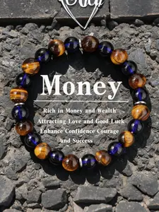 Natural Tiger Eye Amethyst Gemstone Beaded Bracelet, Spiritual Jewelry for Confidence, Unisex Chakra Balancing Energy Gift, Crystal Bracelets