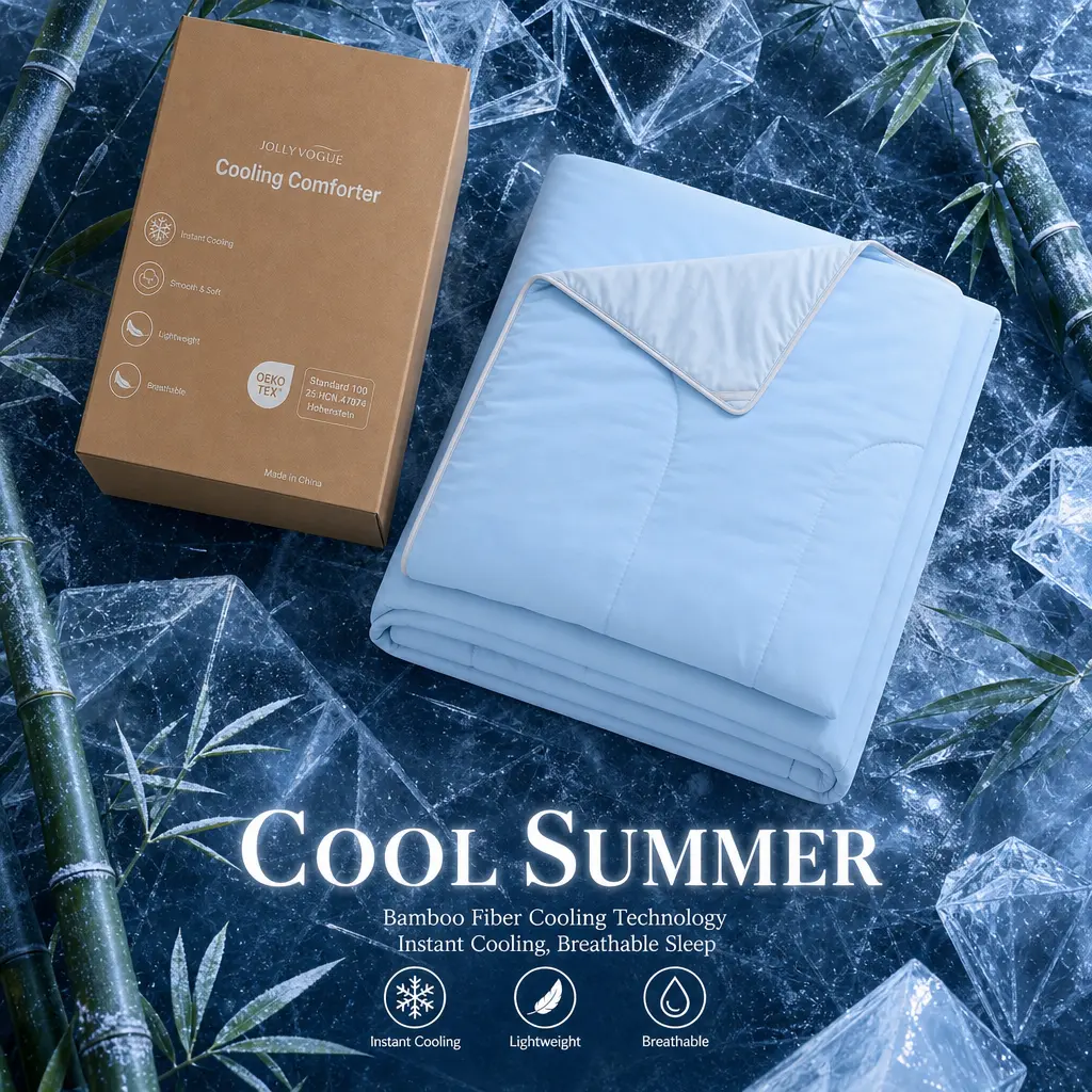 JOLLYVOGUE Bamboo Cooling Blanket, Hypoallergenic Bamboo Viscose, Lightweight Breathable Soft Summer Comforter for Hot Sleepers, Quickly Cooling Quilt for Night Sweats, Eco-friendly, All-Season，Machine Washable，Queen Size, Cool Gray