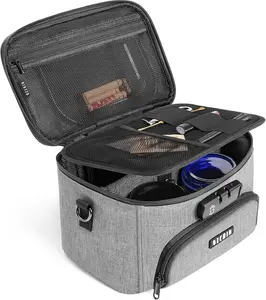 Smell Proof Bag with Combination Lock, Smell Proof Box Activated Carbon Fiber Smoking Accessories, Smell Proof Container, Great Gifts for Father’s Day, Premium Odor Proof Bag(Grey)Gift.