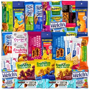 Ultimate Snack Box Deluxe: Variety Pack of 28 Healthy Snacks Including Granola Bars, Fruit Snacks, and Nut Mixes - Perfect for Families, Travel, and Gifts