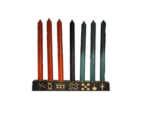 Elegant Kwanzaa Kinara with the Seven Symbols of Kwanzaa